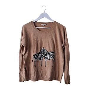 Madewell Camel Color Zebra Graphics Lightweight Crewneck Pull On Sweater - Sz XS